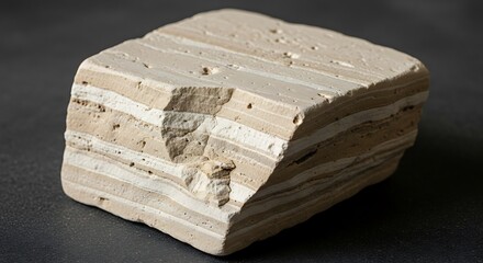 Close-up sedimentary rock reveals geologic layers for texture exploration