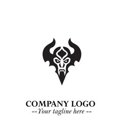 Head of Vampire Logo Symbol in Black on the White Background with Gothic Horror Vector Design