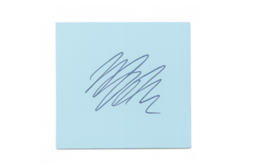 Blue sticky note with scribble drawing, remembering tasks, blank message pad for thoughts and quick memos