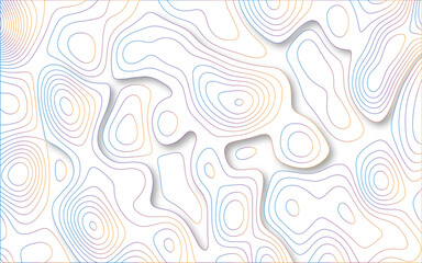 Abstract white colorful gradient Topographic line map background. Contour elevation topographic and textured Background Modern design with White background with topographic wavy pate for decoration.	