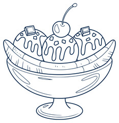 A Delicious Banana Split Sundae with Cherry and Chocolate Toppings