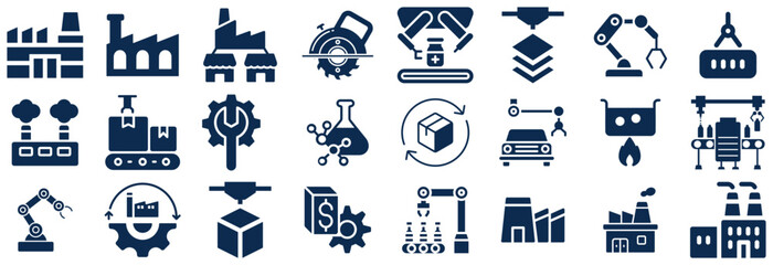 Industrial Icons Factories, Robots, and Manufacturing Processes