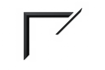 Abstract geometric frame corner with diagonal element creating minimalist composition on transparent background