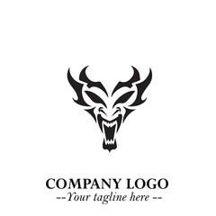 Head of Vampire Logo Symbol in Black on the White Background with Gothic Horror Vector Design