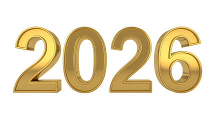 Golden 2026 year celebration new year design isolated on transparent background