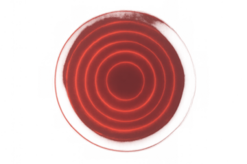 Red concentric glowing circle effect on transparent background creating a modern ripple or target design