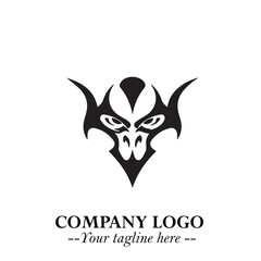 Head of Vampire Logo Symbol in Black on the White Background with Gothic Horror Vector Design