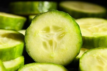 sliced cucumber macro closeup detail