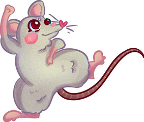 Fototapeta premium Cute dancing rat hand drawn 