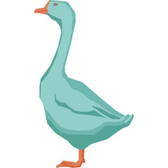 Pixel Art Goose Standing with Closed Eyes Against a Transparent Background Minimalist Illustration of a Teal Goose