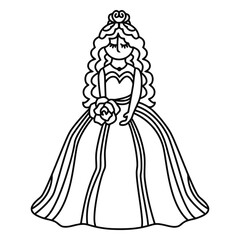 Fototapeta premium lady in dress hand drawn stroke