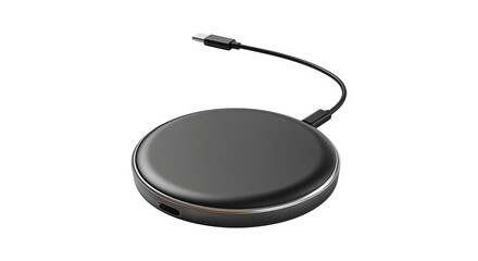 realistic wireless charging pad qi technology modern smartphone accessory isolated on transparent background, png