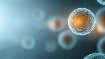 Close-up view of microscopic cells showcasing their intricate structures and vibrant colors against a blurred background.