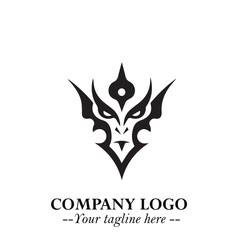 Head of Vampire Logo Symbol in Black on the White Background with Gothic Horror Vector Design