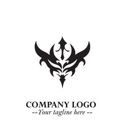 Head of Vampire Logo Symbol in Black on the White Background with Gothic Horror Vector Design