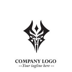 Head of Vampire Logo Symbol in Black on the White Background with Gothic Horror Vector Design