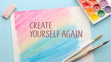 A colorful canvas with painted art and inspiring quote