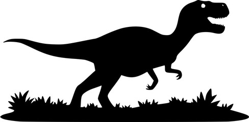 Roaring dinosaur silhouette vector for poster, t-shirt, and logo design