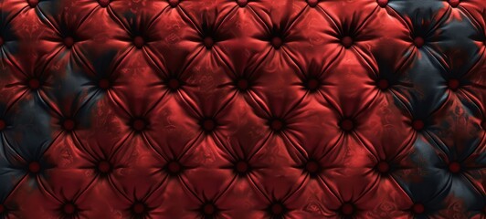 Fototapeta premium Luxurious Red Leather Tufted Upholstery Pattern Close Up Full Frame Elegant Design Retro Style Interior Decoration