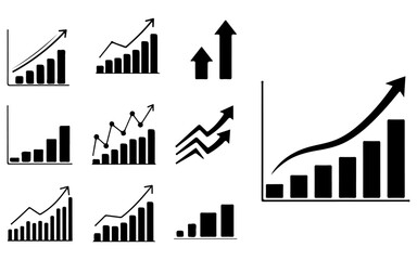 Growing Bar Charts and Upward Arrows Illustrating Financial Growth and Success