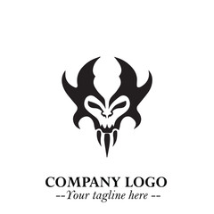Head of Vampire Logo Symbol in Black on the White Background with Gothic Horror Vector Design
