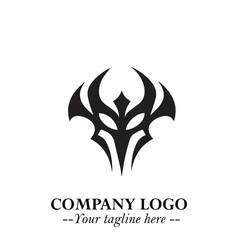 Head of Vampire Logo Symbol in Black on the White Background with Gothic Horror Vector Design