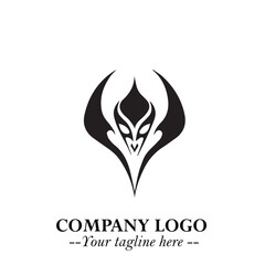 Head of Vampire Logo Symbol in Black on the White Background with Gothic Horror Vector Design