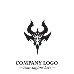 Head of Vampire Logo Symbol in Black on the White Background with Gothic Horror Vector Design