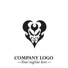 Head of Vampire Logo Symbol in Black on the White Background with Gothic Horror Vector Design