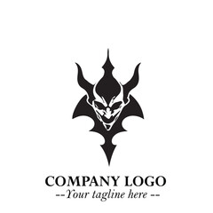 Head of Vampire Logo Symbol in Black on the White Background with Gothic Horror Vector Design