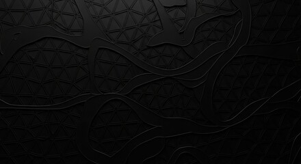 Captivating dark black background abstract background with flowing organic shapes and geometric triangular patterns creating sophisticated depth and modern elegance