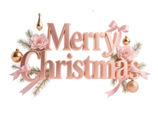 Festive Christmas Ornament: A beautifully adorned festive Merry Christmas typography. Perfect for holiday greetings and festive content.