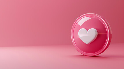 A 3D pink heart icon representing a social media like notification
