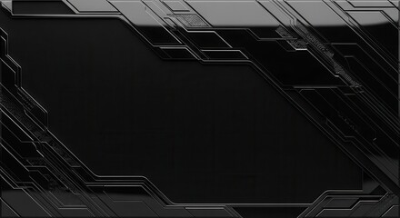 Sleek dark black background metallic background with futuristic geometric patterns and clean lines, perfect for tech or sci-fi concepts.
