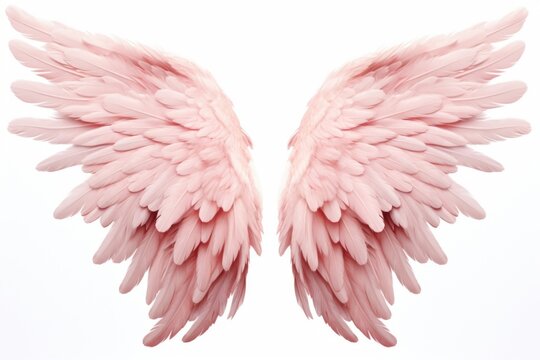 Pastel pink feather angel wings bird white background fragility.