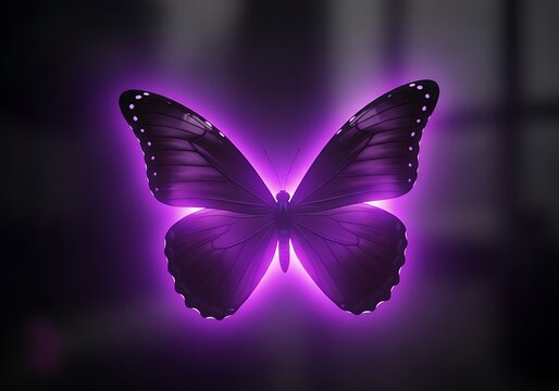 Luminescent Purple Butterfly in Darkness, Artistic Nature Illustration - Powered by Adobe