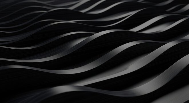 Captivating dark black background abstract waves create a sleek, modern visual flow perfect for sophisticated design backgrounds and dynamic presentations.