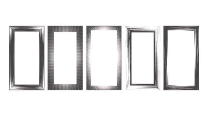 Five Different Stylized Rectangular Frames with White Centers on Black border rectangle Premium PNG Icon Set – Flat, Minimal & Transparent Icons for Any Project