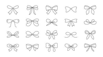 Collection of White Outline Bows on Black Background Premium PNG Icon Set – Flat, Minimal & Transparent Icons for Any Project