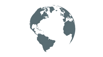 Stylized Globe with Continents Outline on Black Background eart Premium PNG Icon Set – Flat, Minimal & Transparent Icons for Any Project