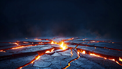 Volumetric Light Cracked Earth Lava Glow Background