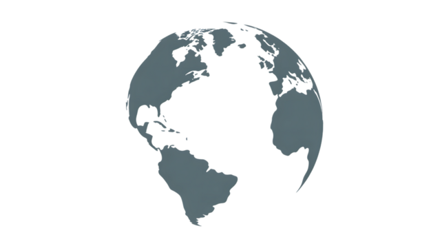 Stylized Globe with Continents Outline on Black Background eart Premium PNG Icon Set – Flat, Minimal & Transparent Icons for Any Project