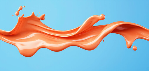 Peach paint splash fluid motion smooth wave glossy texture pastel orange minimalist background creative art dynamic flow abstract liquid modern design joyful energy in motion