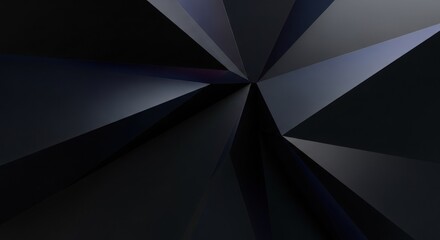 3d Dynamic abstract dark black background geometric shards radiating from center creating a modern, sophisticated, and exclusive dimensional backdrop.