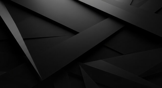 Captivating abstract dark black background geometric background with sharp lines and dramatic shadows, perfect for modern design and sophisticated branding projects.
