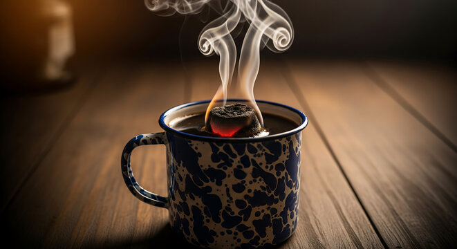 Kopi Arang on Dark Rustic Wood