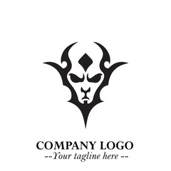 Fototapeta premium Head of Vampire Logo Symbol in Black on the White Background with Gothic Horror Vector Design