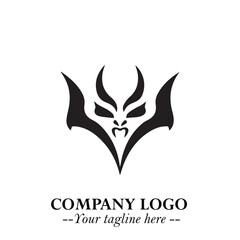 Head of Vampire Logo Symbol in Black on the White Background with Gothic Horror Vector Design
