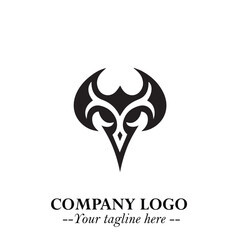 Head of Vampire Logo Symbol in Black on the White Background with Gothic Horror Vector Design