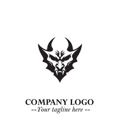 Head of Vampire Logo Symbol in Black on the White Background with Gothic Horror Vector Design